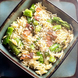 Creamy Parmesan Orzo with Chicken and Asparagus