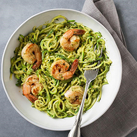 How to prepare a pasta with shrimps with a guacamole sauce?