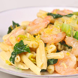 Shrimp, Leek, and Spinach Pasta