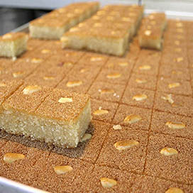 Coconut basbousa with nuts